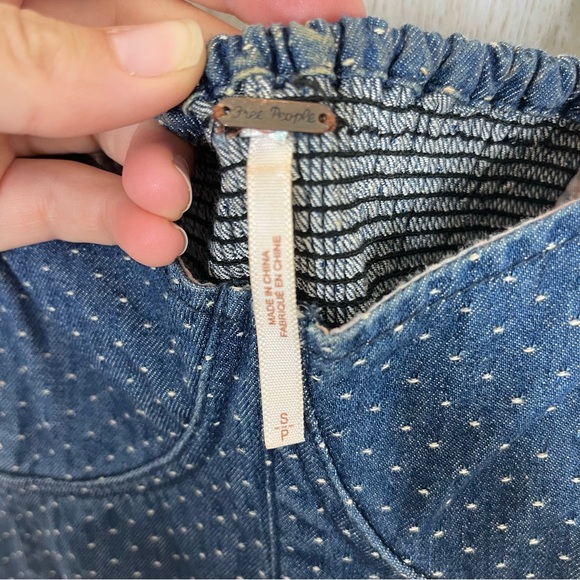 Free People Denim Jean Polka Dot Bustier Dress - Picture 6 of 9